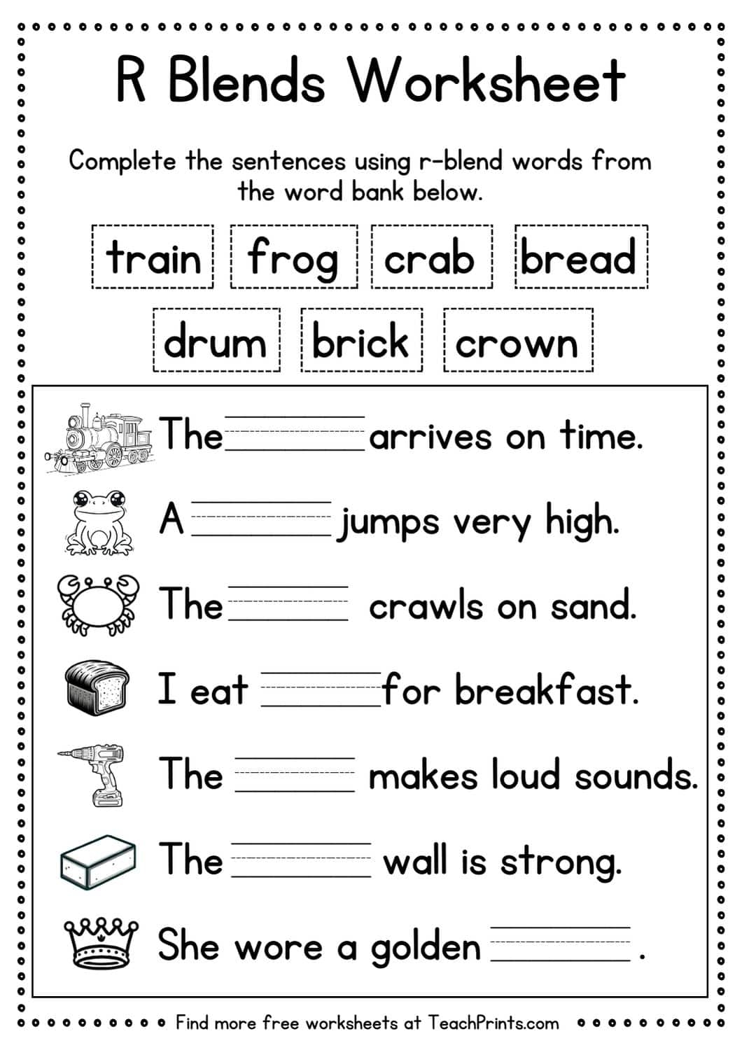 Free R Blend Worksheets Teach Prints Free R Blend Worksheets Teach Prints