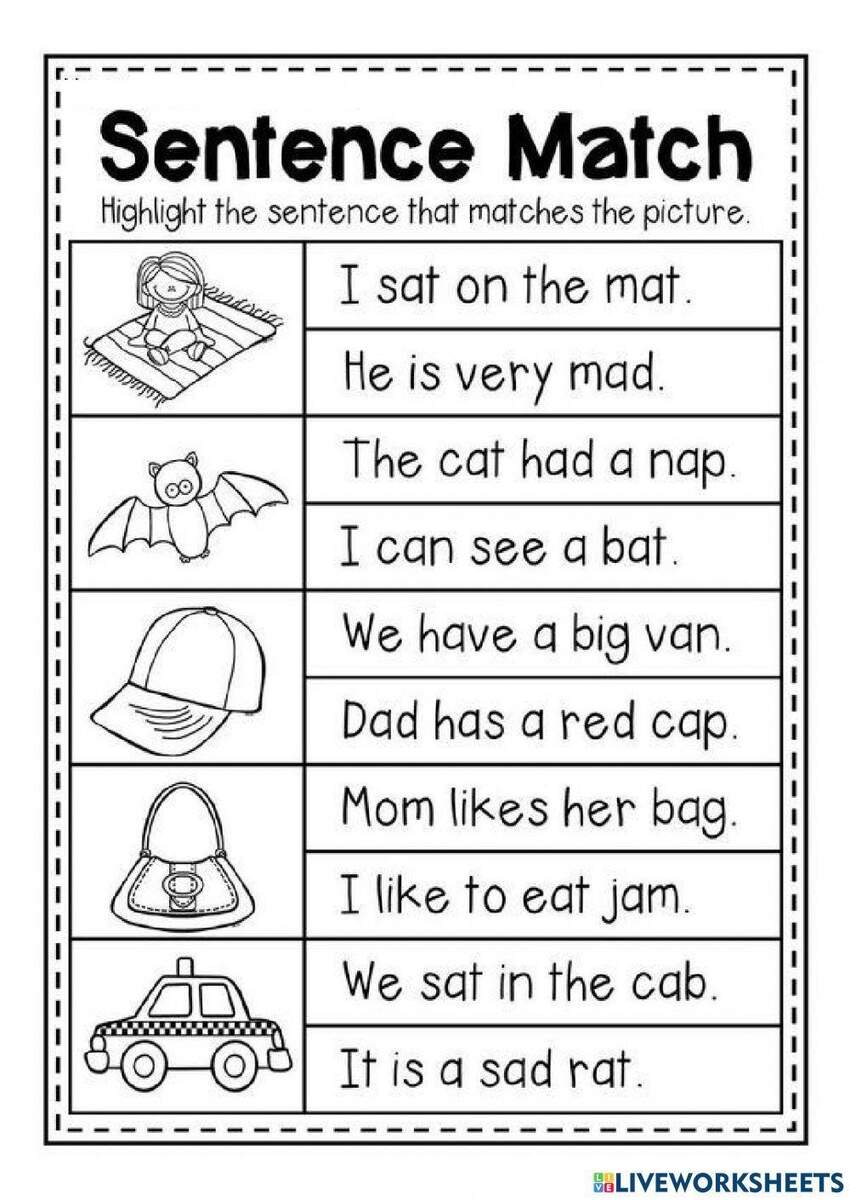 Reading Comprehension Worksheets Kinder First Simple Sentence Writing Practice
