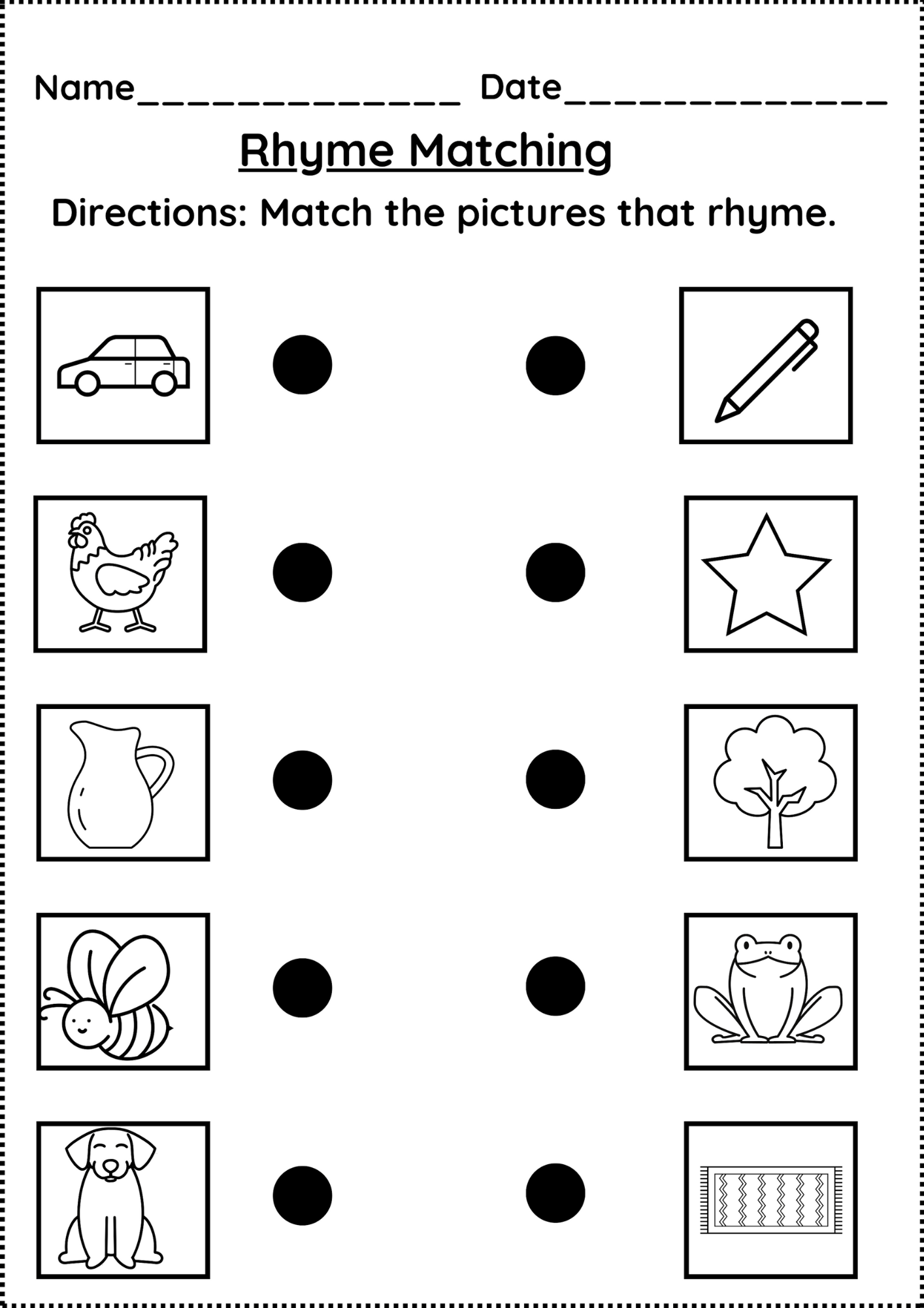 Rhyming Words Worksheets Kindergarten First Grade Etsy