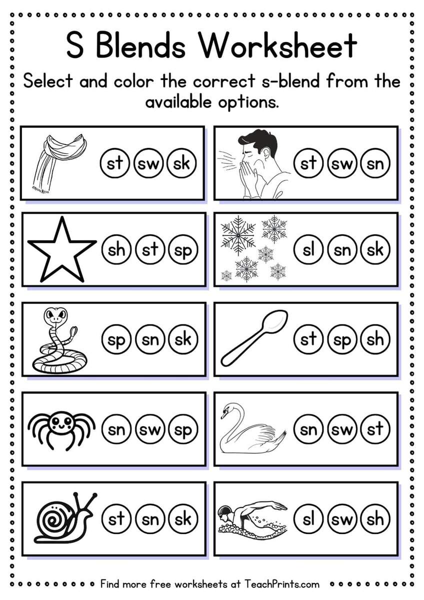 S Blends Activities And Worksheets Made By Teachers