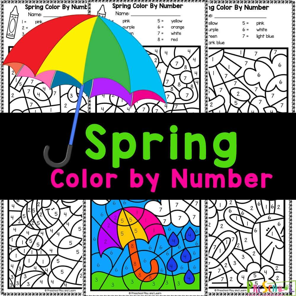 Spring Color By Number Pages K12 Math Worksheets