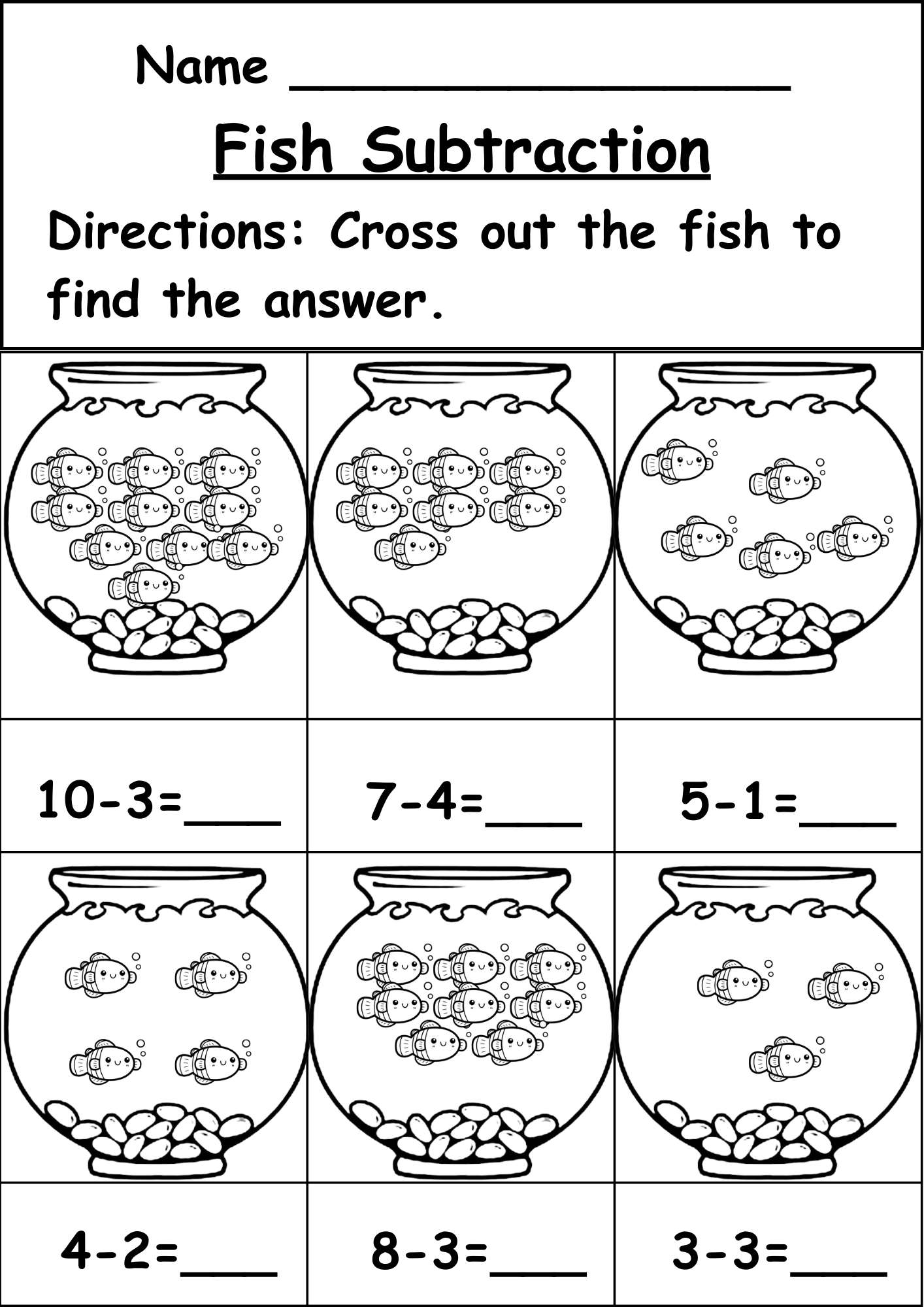 Free Subtraction Worksheets For Kindergarten Subtract With Objects K12 Math Worksheets