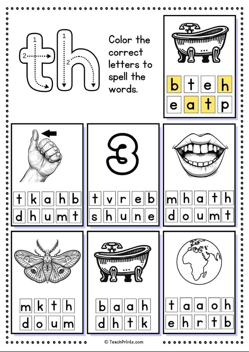 Free Th Worksheets Teach Prints