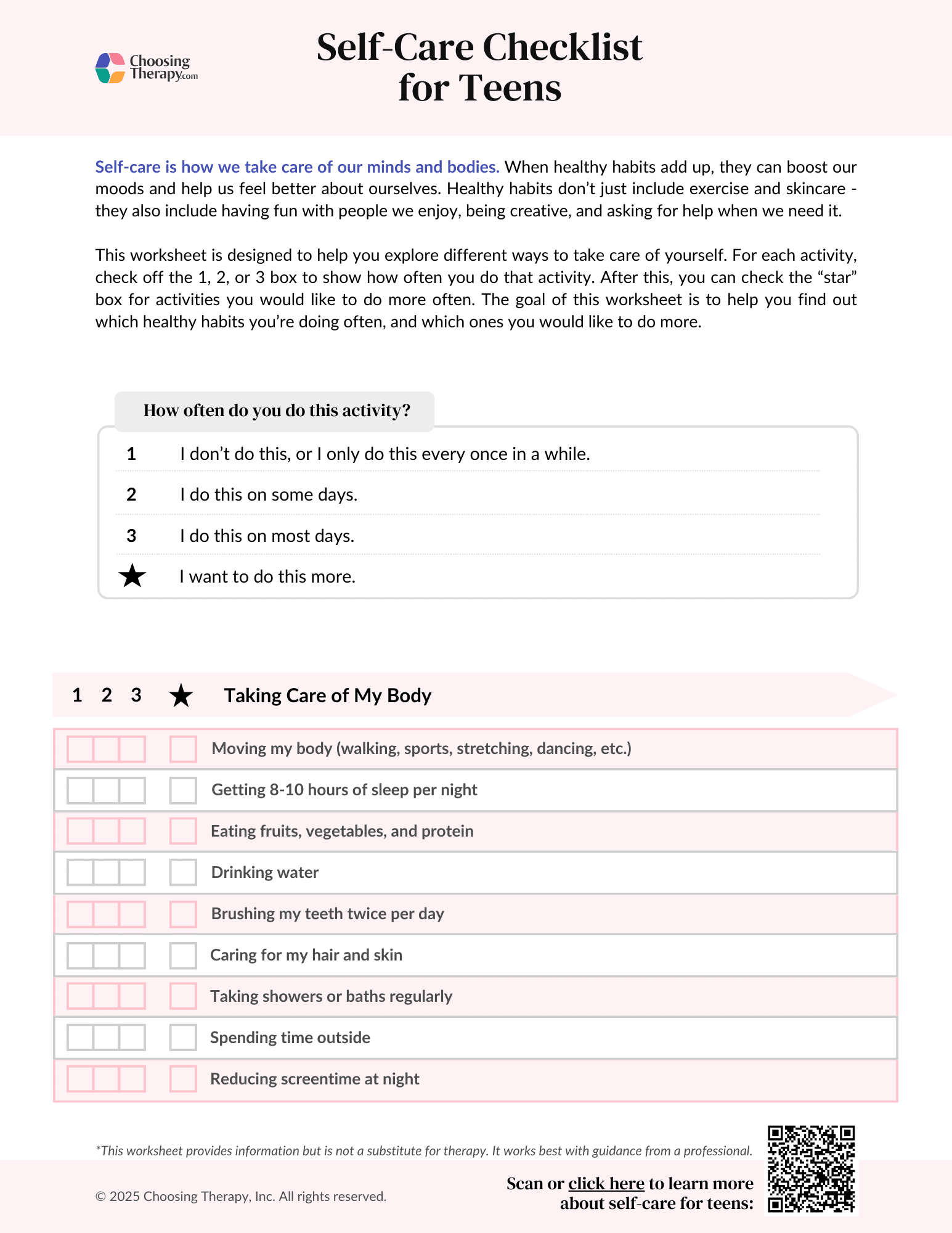 Free Therapy Worksheets For Teens PDF Downloads ChoosingTherapy Free Therapy Worksheets For Teens PDF Downloads ChoosingTherapy