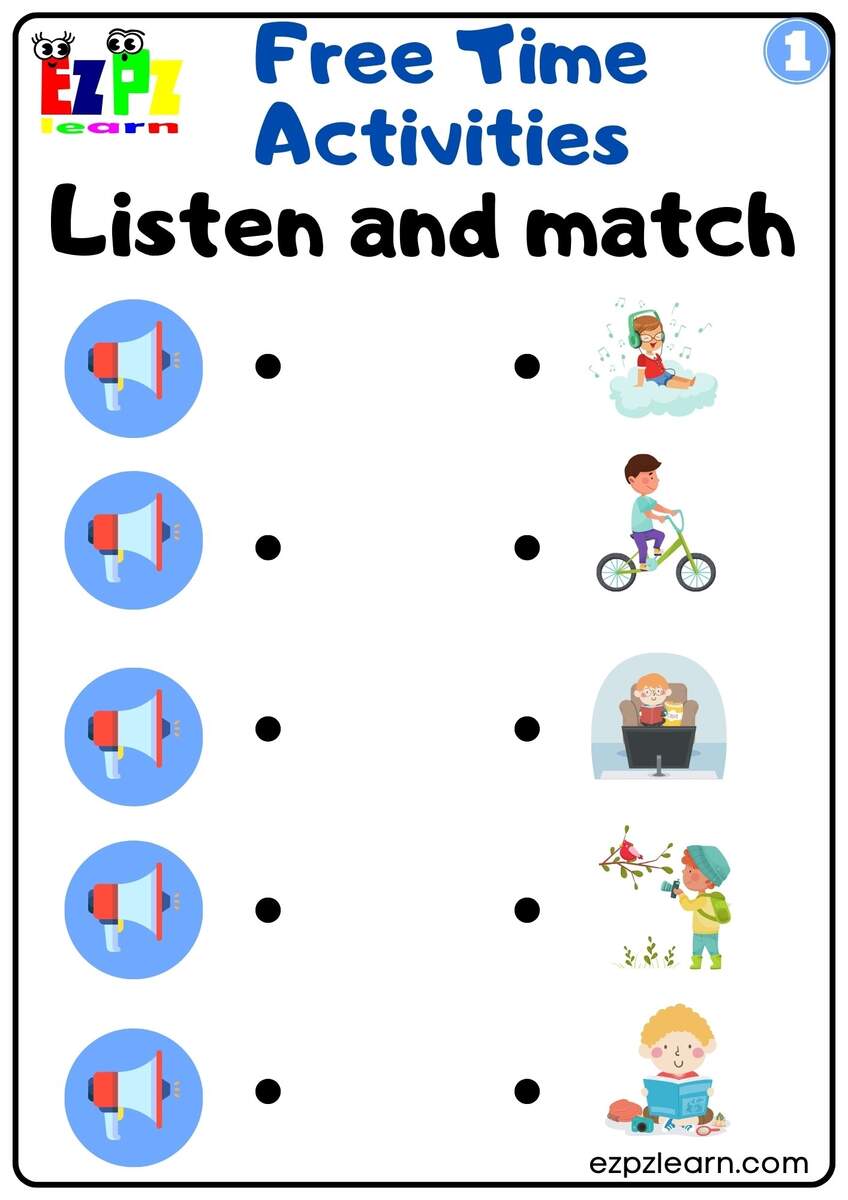 Free Time Activities Interactive Worksheet Listen And Match The Worksheets Library