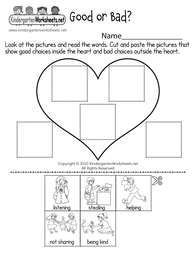 Good Or Bad Choices Sorting Activity Worksheet Free Printable Digital PDF Free Kindness Worksheets Healing Home