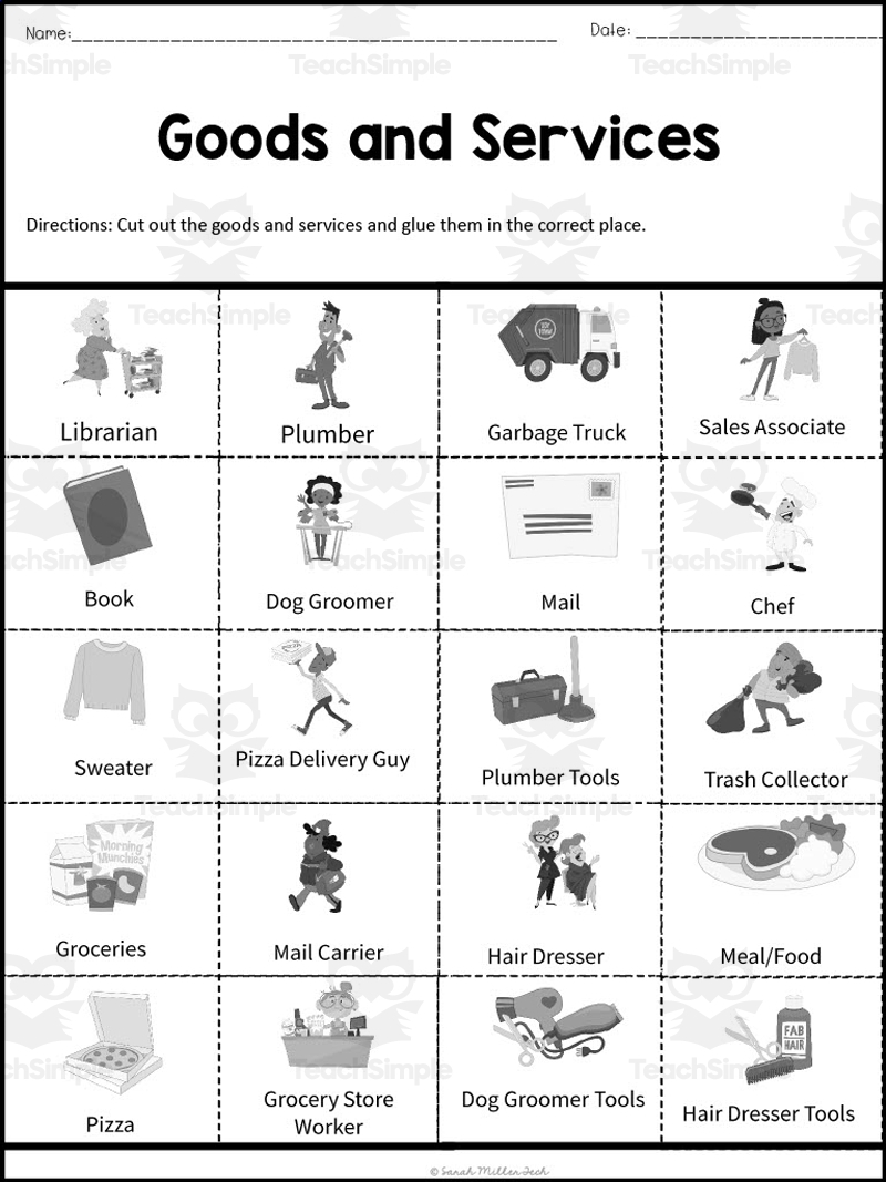 Goods And Services Learning Packet By Teach Simple Types Of Businesses Worksheet Free Printable Digital PDF