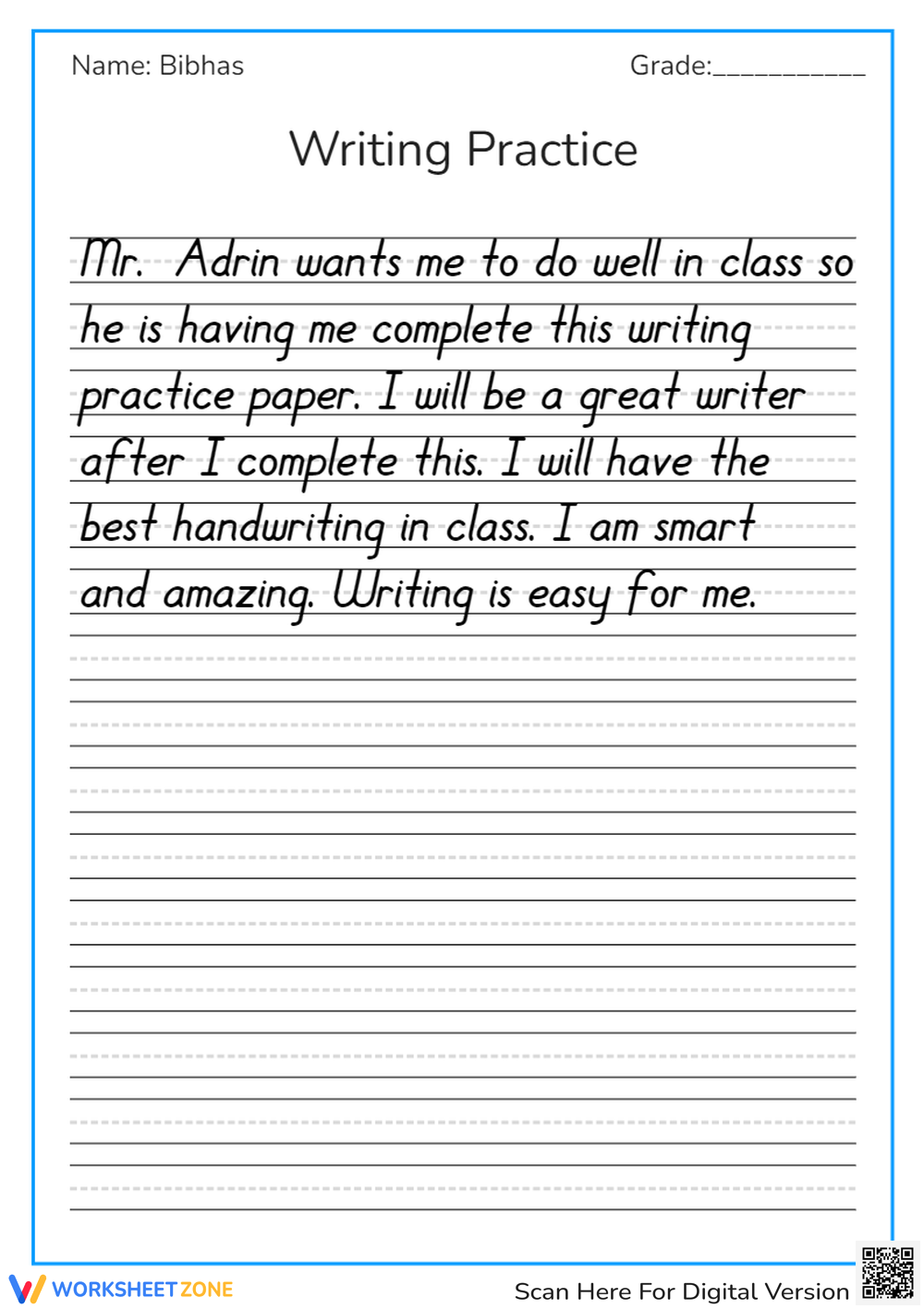 Grade 4 Improve Handwriting Worksheets Printable