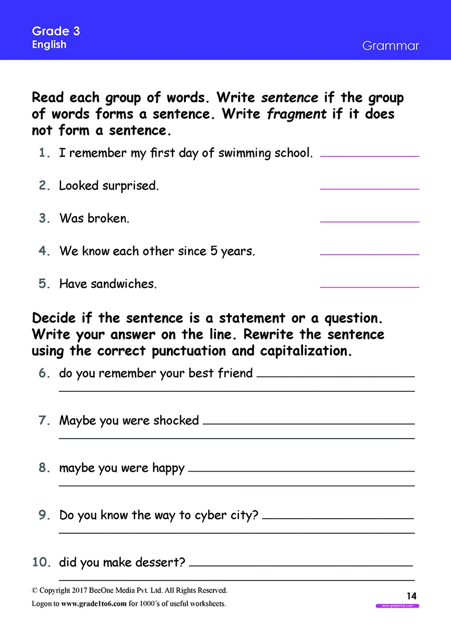 Grammar Worksheets Free For Grade 3 Class 3 IB CBSE ICSE Download English Grammar Grade 3 Worksheets For Free Vikramlearning