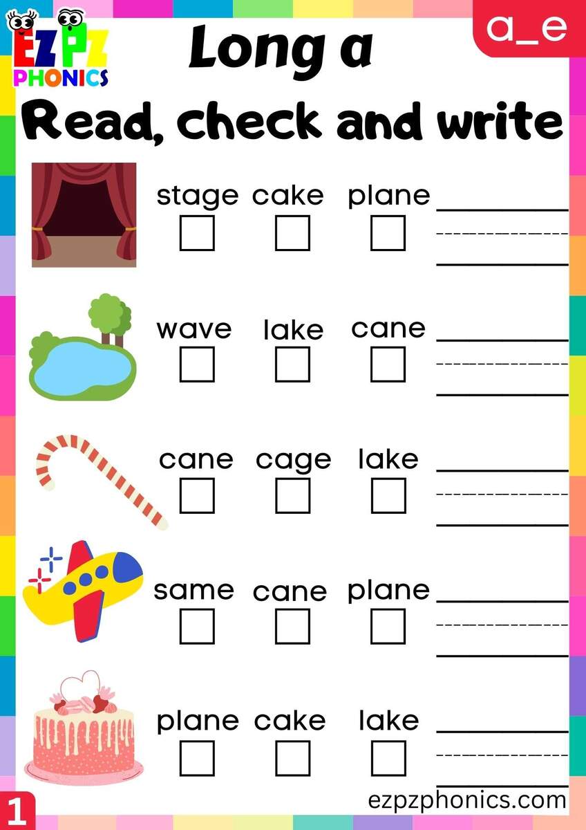 Group1 A E Words Read Check And Write Long A Phonics Worksheet Ezpzphonics Group1 A E Words Read Check And Write Long A Phonics Worksheet Ezpzphonics