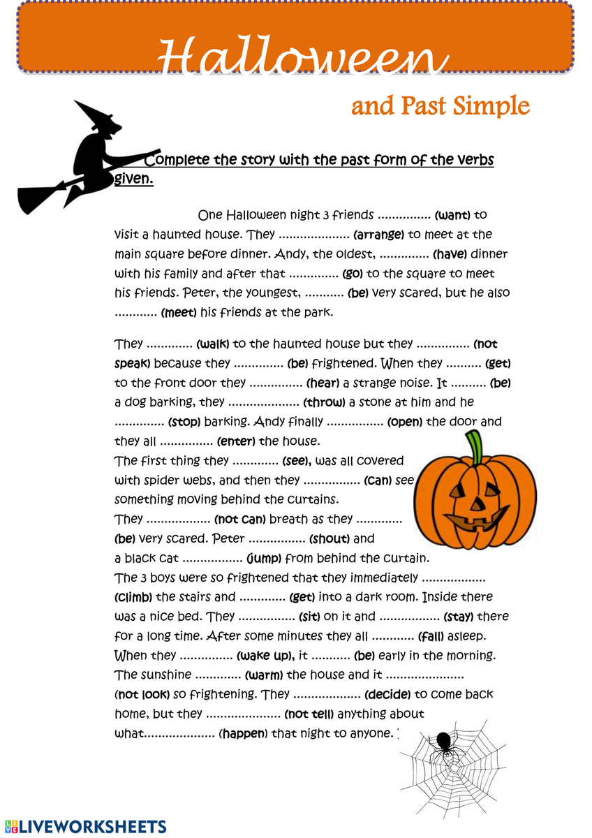 Halloween Past Simple Worksheet Verb Practice