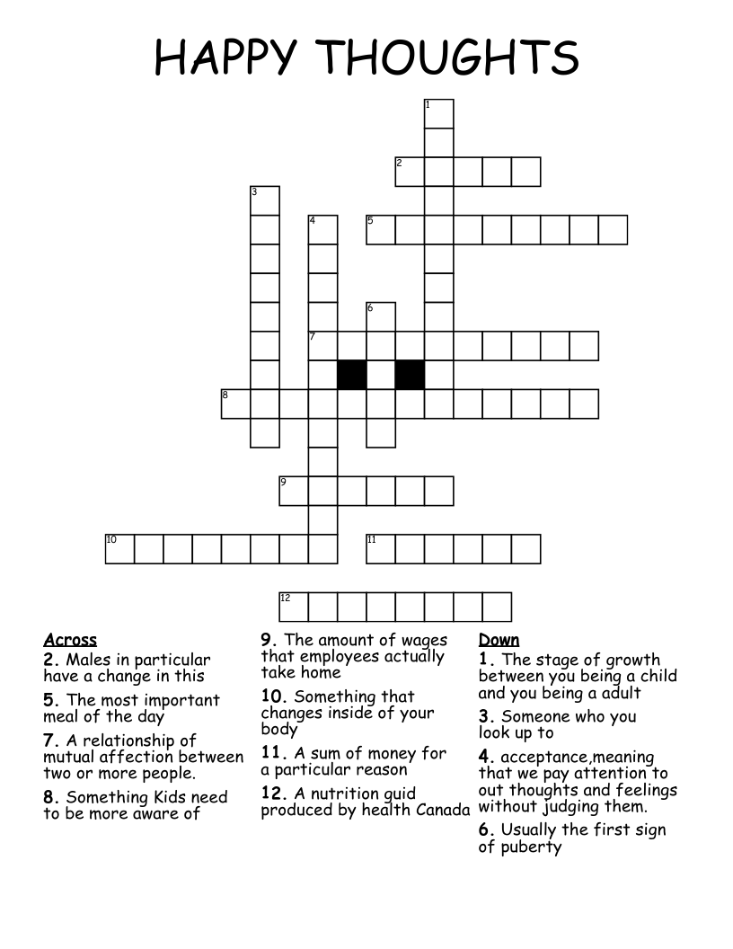 HAPPY THOUGHTS Crossword WordMint