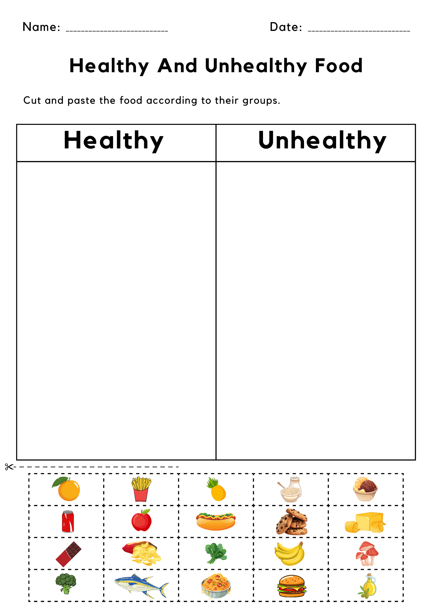Healthy And Unhealthy Food Cut And Paste Worksheet Made By Teachers Healthy And Unhealthy Food Cut And Paste Worksheet Made By Teachers