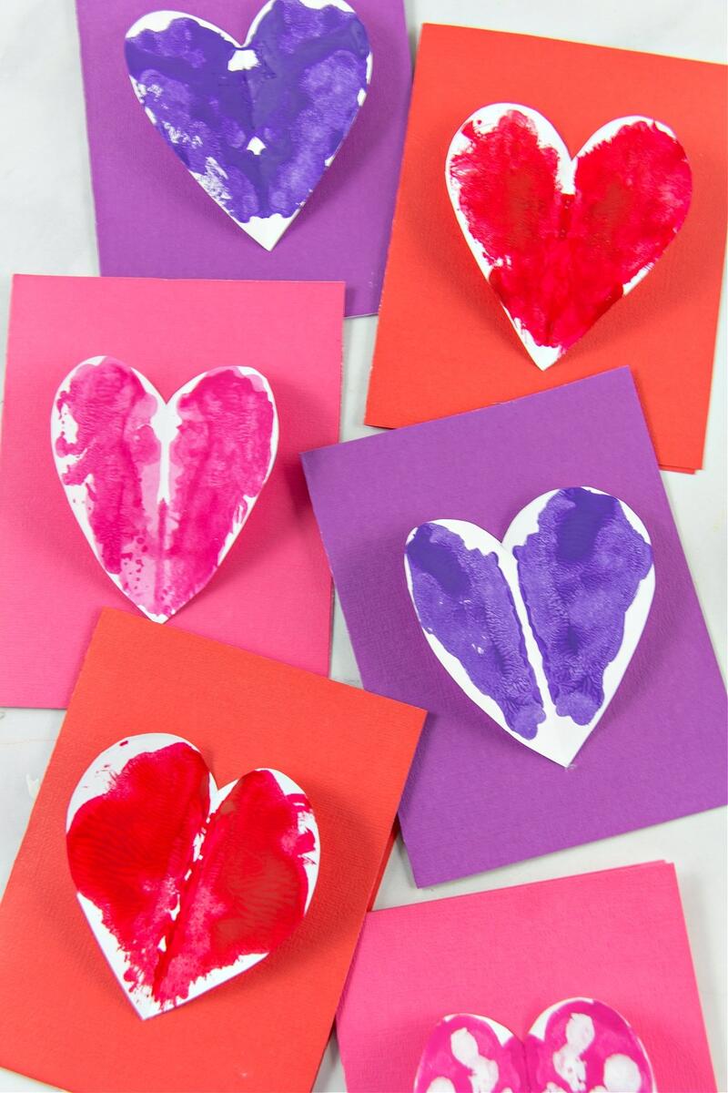 Homemade Cards With Painted Valentine S Day Hearts KAB