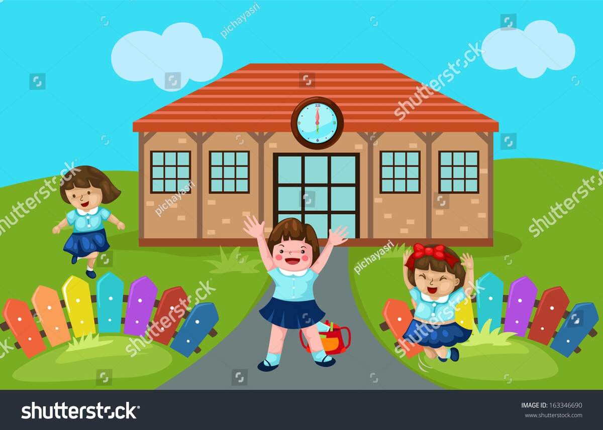 Illustration Cute Kindergarten School Stock Illustration 163346690 Shutterstock
