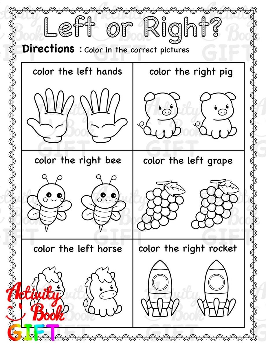 Left And Right Comparison Worksheets For Preschool And Kindergarten 2 To 6 Years Kids