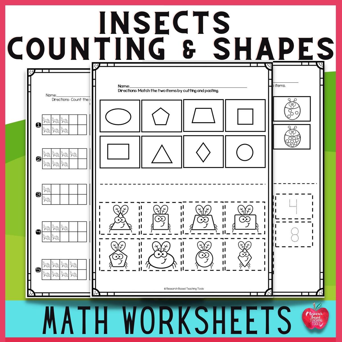 Insect Counting And Shapes Worksheets For Preschool Kindergarten Fun Math Practice Etsy Insect Counting And Shapes Worksheets For Preschool Kindergarten Fun Math Practice Etsy