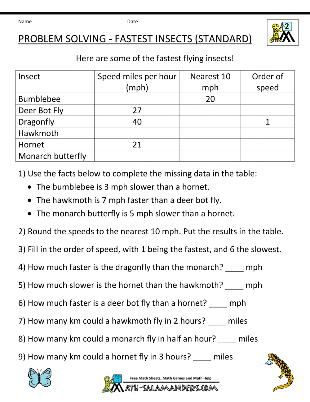Insect Worksheets For Second Grade