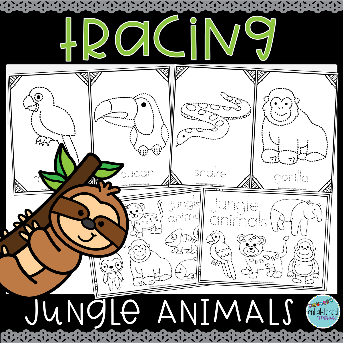 Jungle Animals Tracing Worksheets Fine Motor Activity Jungle Tracing Prewriting Made By Teachers