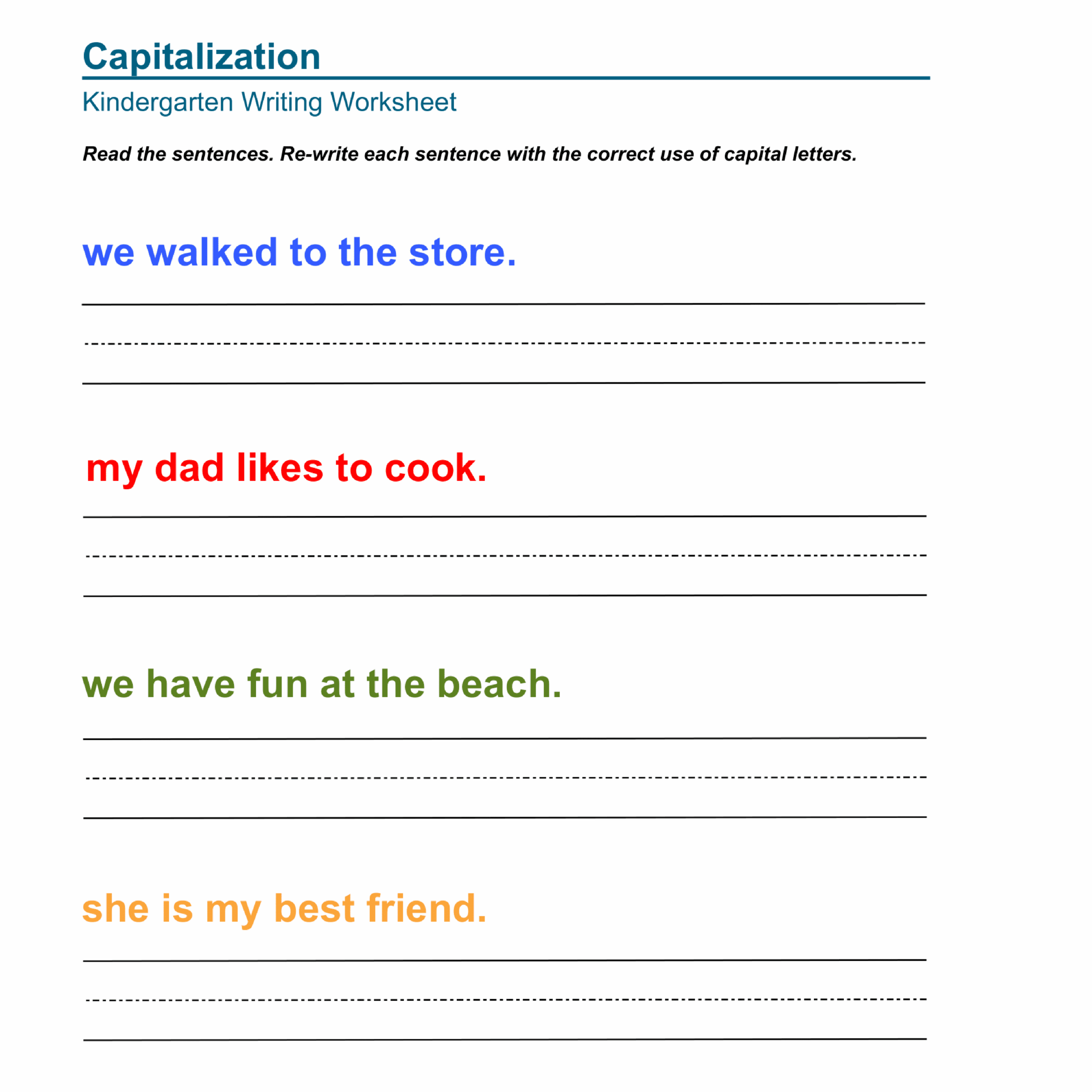 Kindergarten Capitalization Worksheets Made By Teachers Capitalization Practice Worksheet For Kindergarten Kidpid