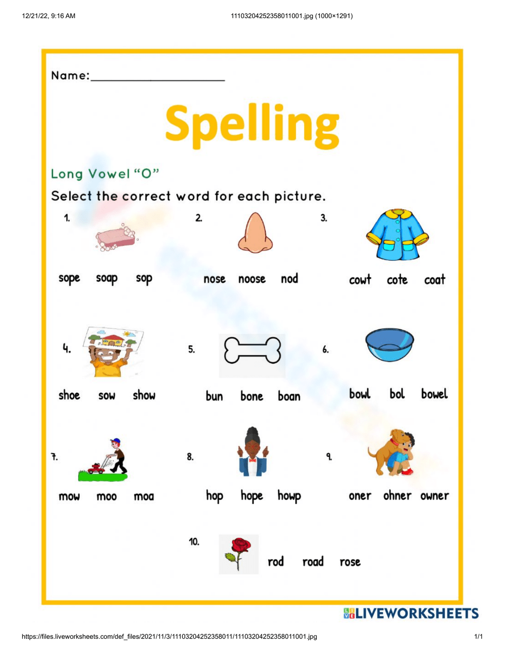 Kindergarten Long O Short O Worksheets Printable Long O Vowel Sound Worksheets For Kids Online SplashLearn Worksheets Library