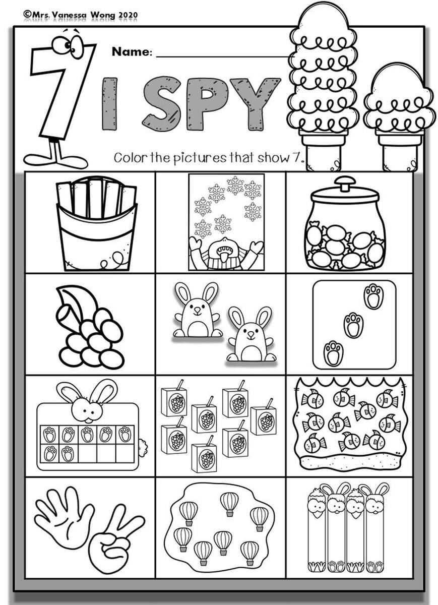 Kindergarten Math Worksheet Numbers 1 10 I Spy PDF Pattern Etsy