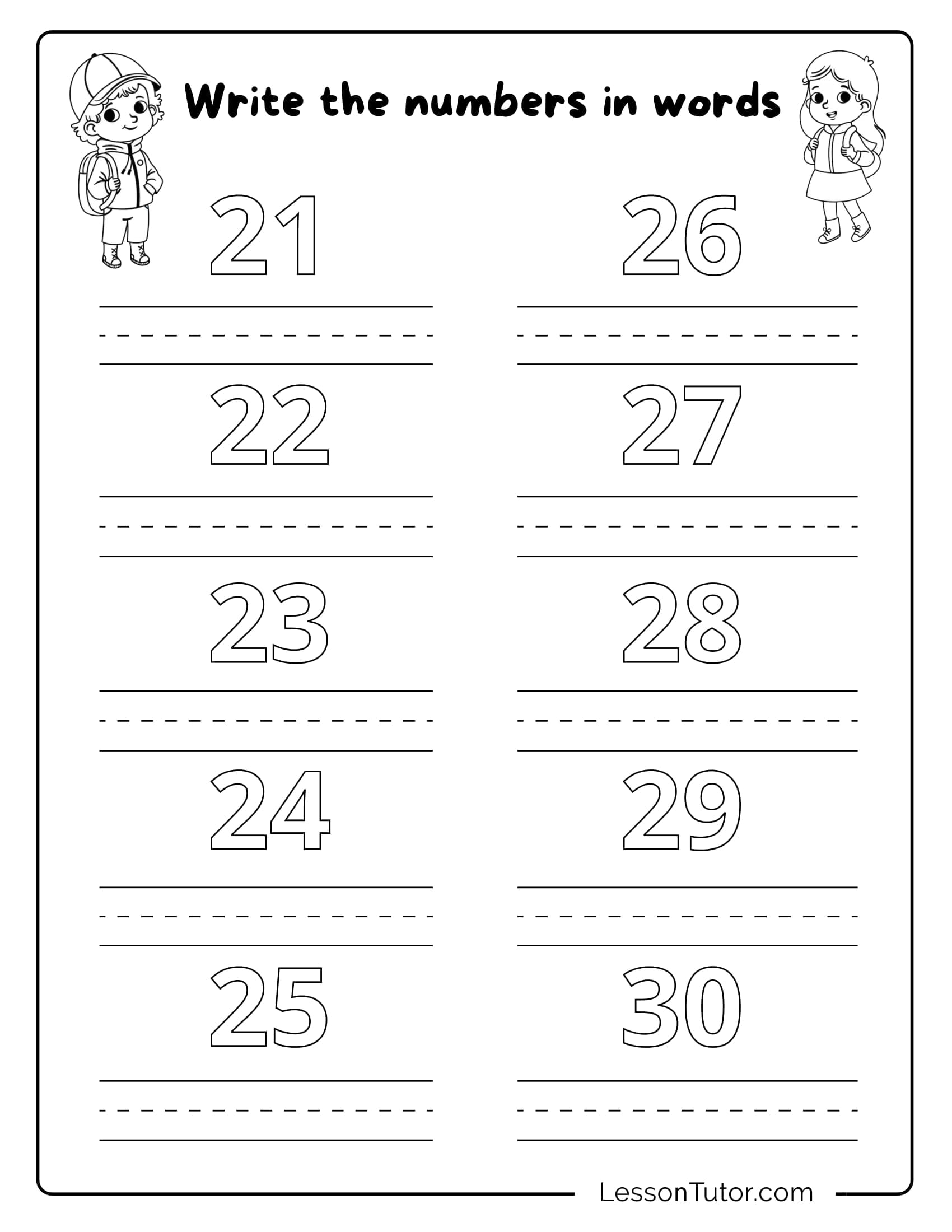 Kindergarten Numbers In Words 1 30 Worksheets Free Coloring Pages PDF Printables And Worksheets Lesson Tutor