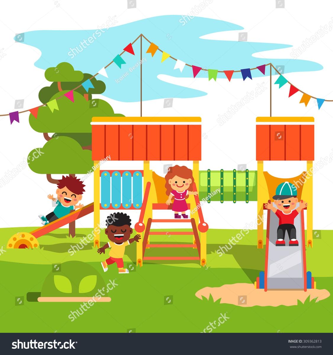 Playground In The Park Illustration Stock Vector Image Art Alamy