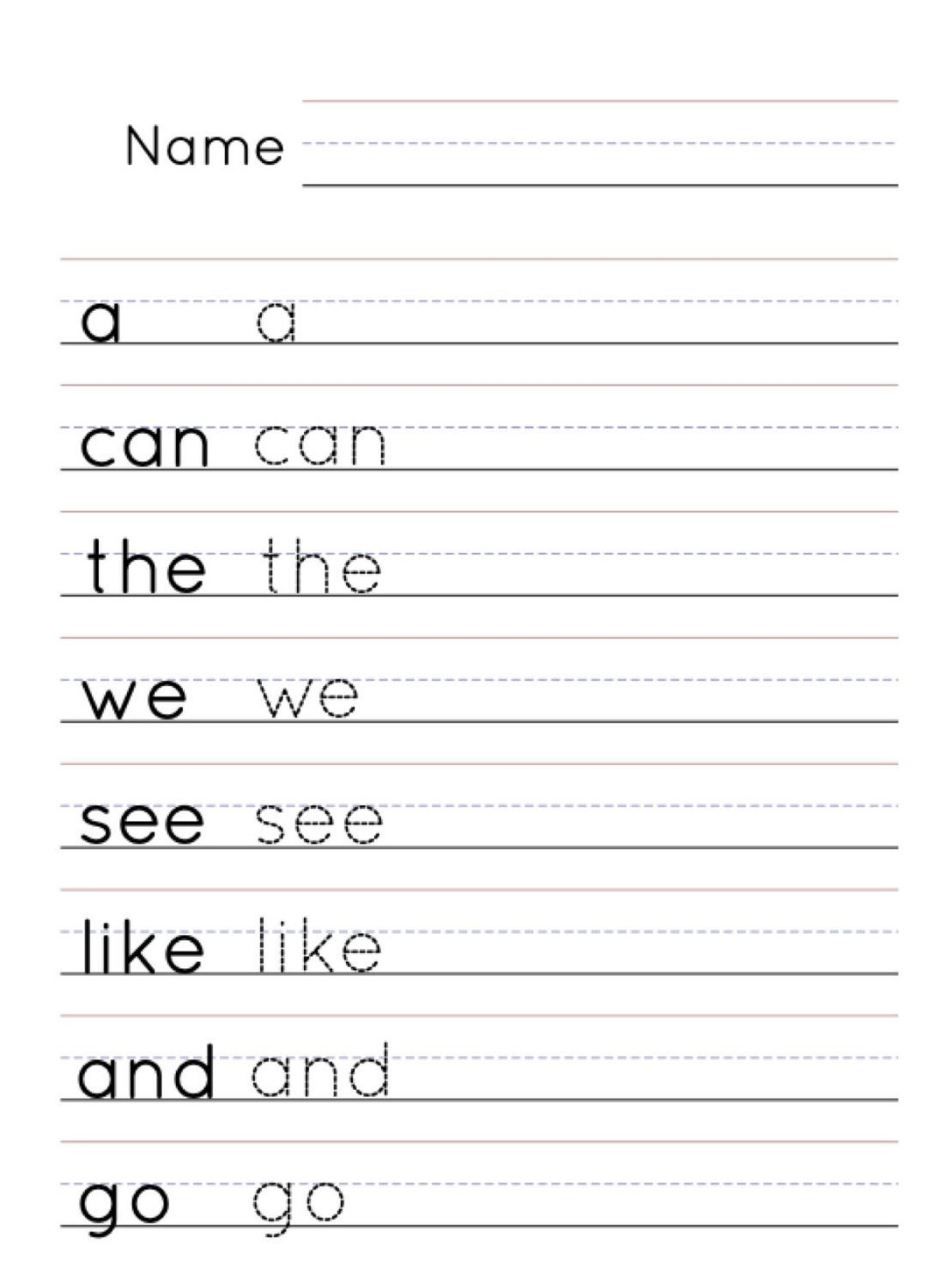 Kindergarten Sight Word Practice Etsy Denmark