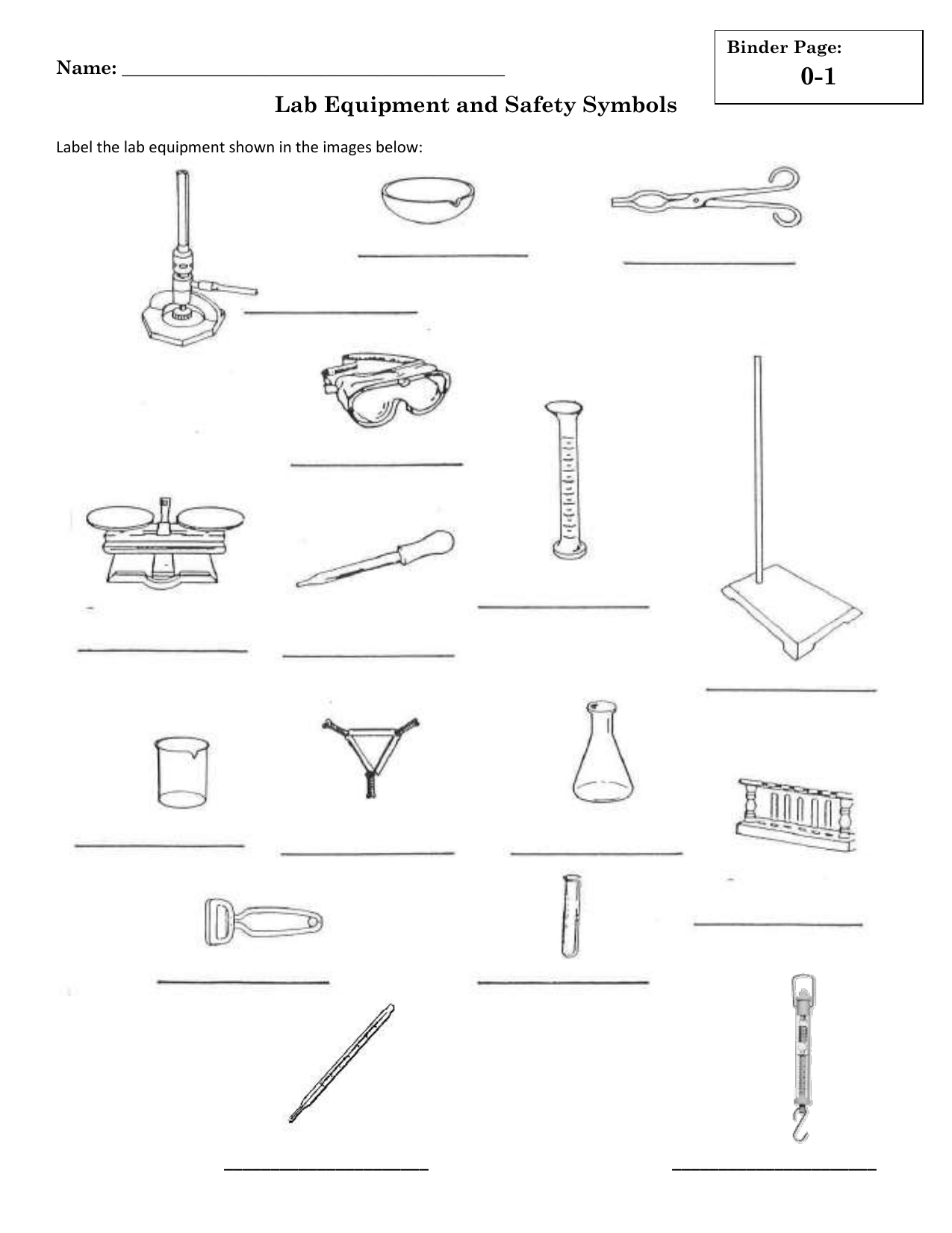 Lab Equipment Safety Symbols Worksheet