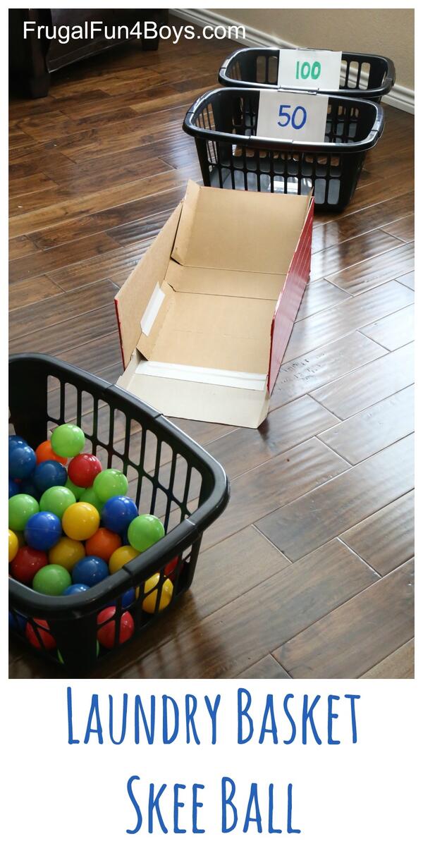 Laundry Basket Skee Ball With Ball Pit Balls Frugal Fun For Boys And Girls