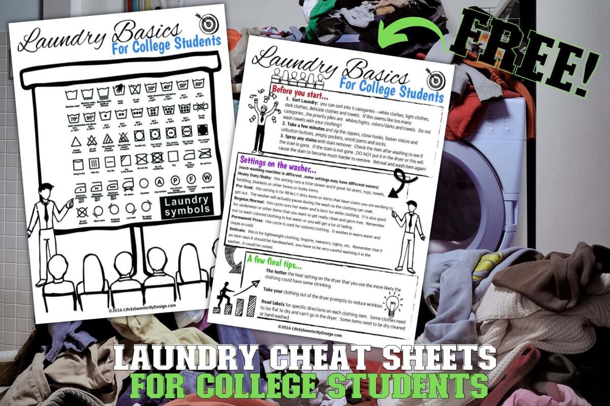 Laundry Cheat Sheet For College Students Life Is Sweeter By Design Laundry Cheat Sheet For College Students Life Is Sweeter By Design