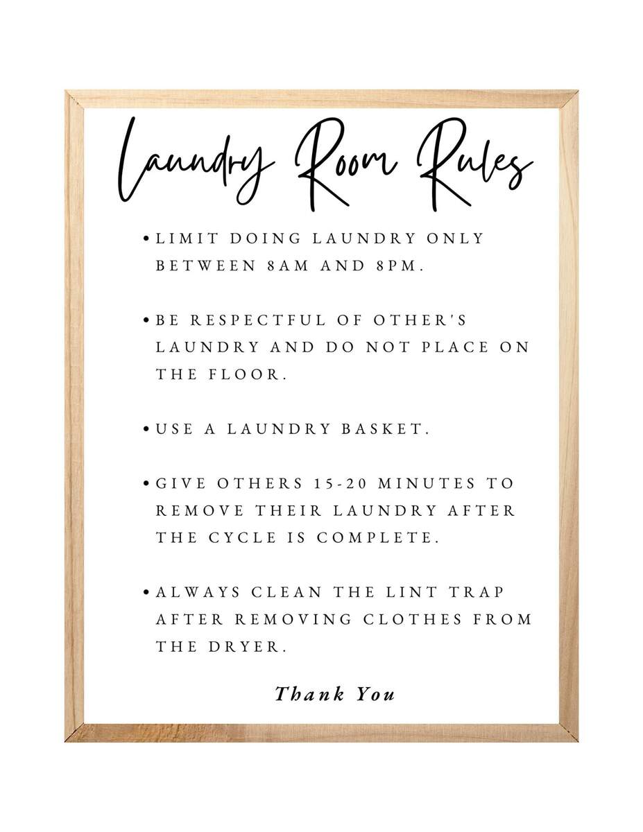 Laundry Room Rules Sign Airbnb vrbo Printable PDF Canva Template Etsy