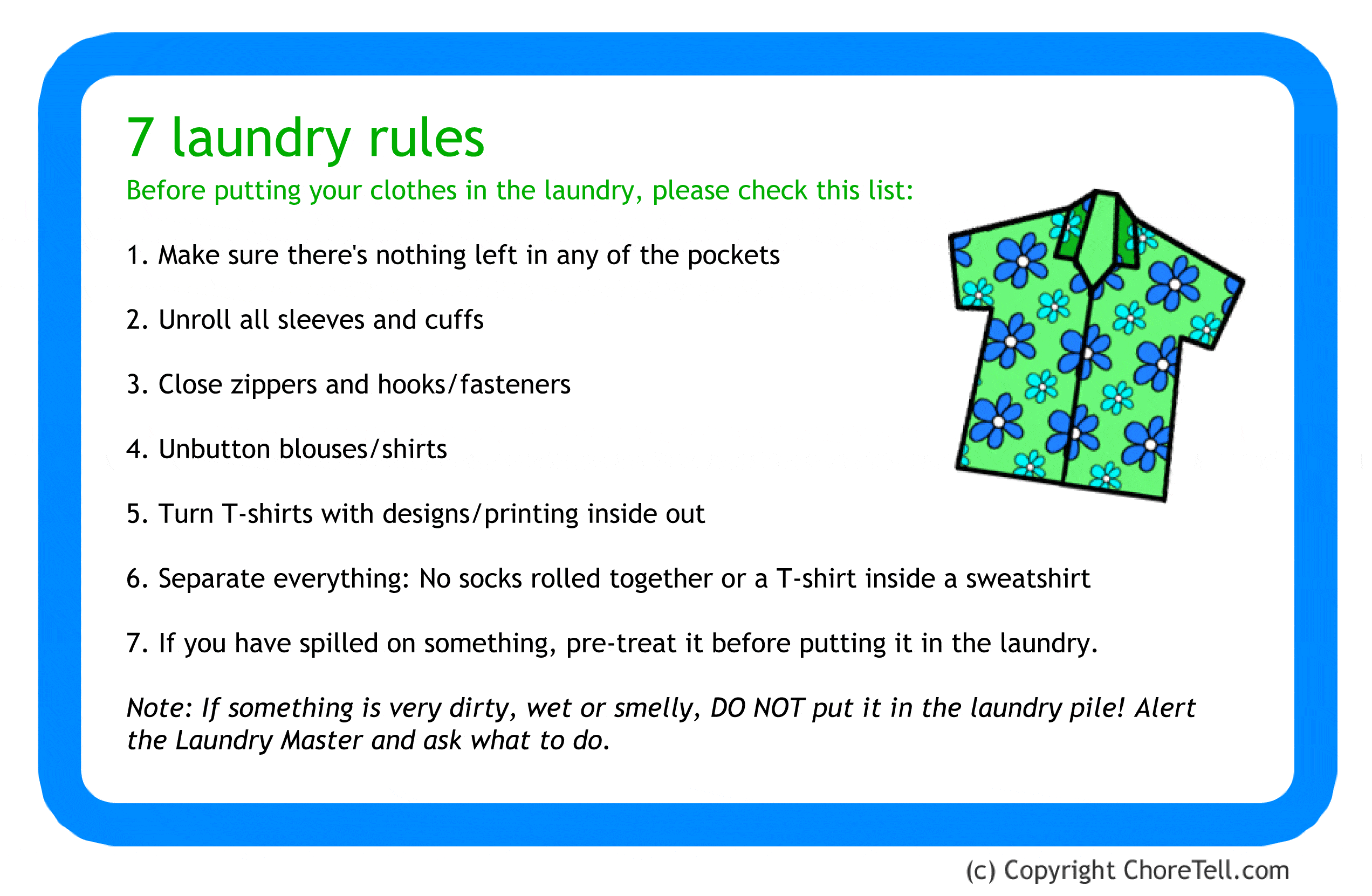 Laundry Rules Printable