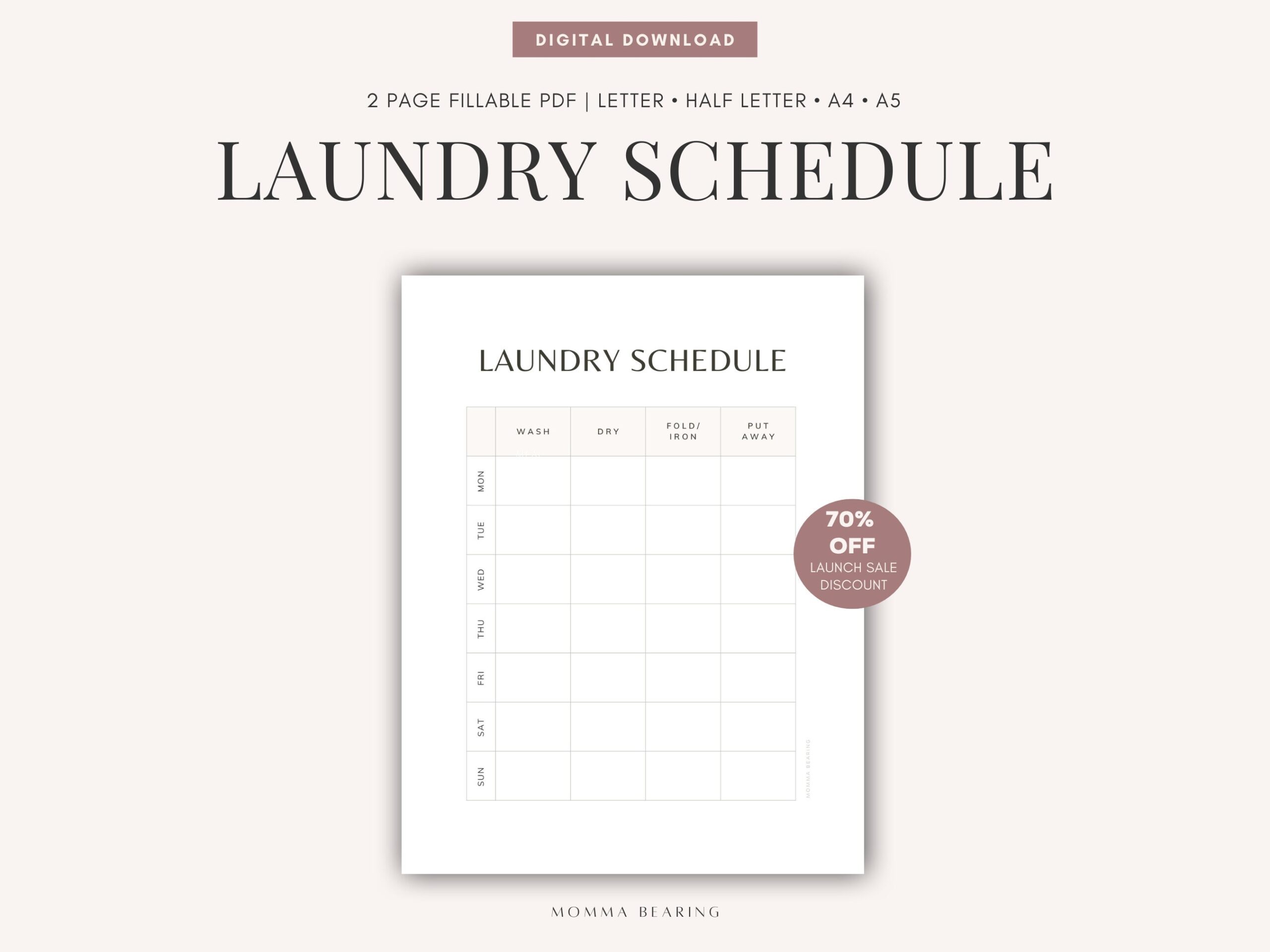 Laundry Schedule Pdf Etsy Laundry Schedule Pdf Etsy