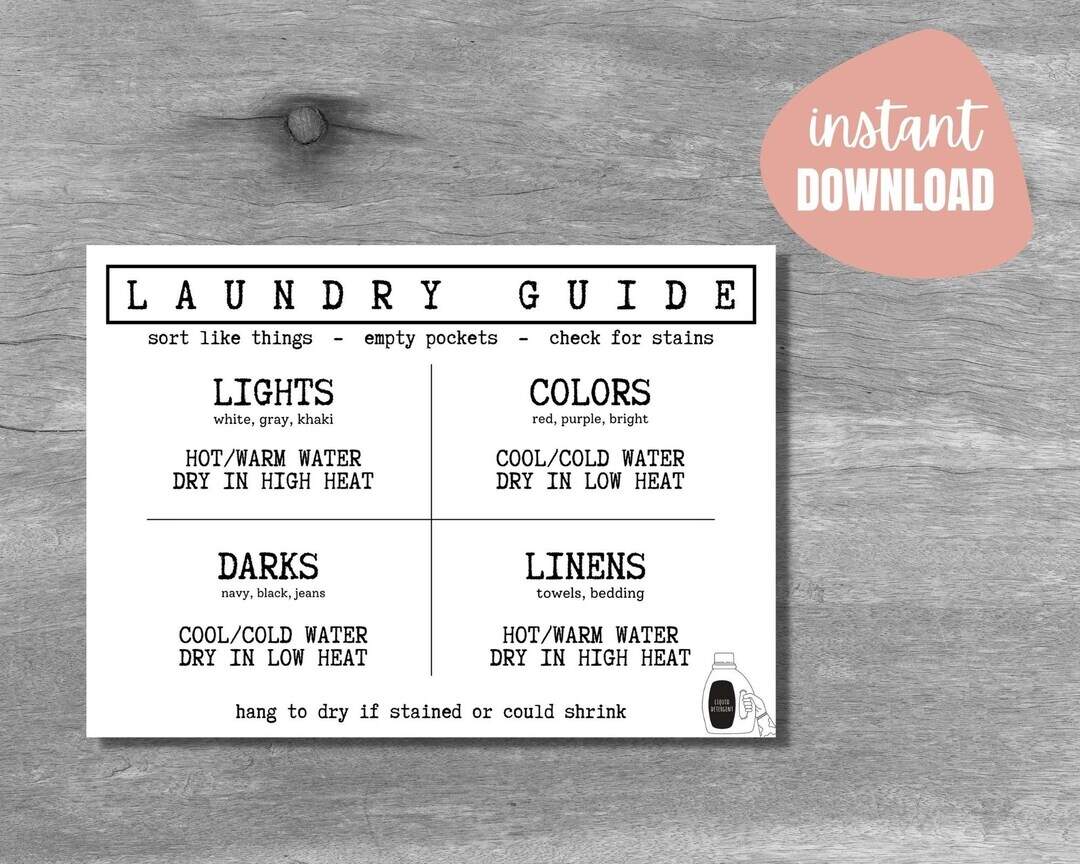 Laundry Stain Removal Guide College Student Gift Digital Download Etsy Laundry Stain Removal Guide College Student Gift Digital Download Etsy