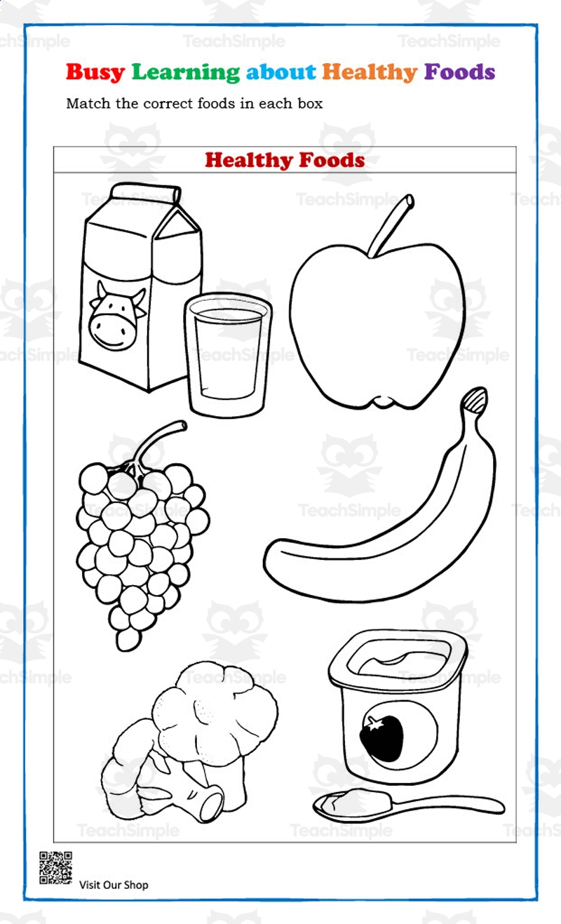 Learning About Healthy Foods Matching Worksheet By Teach Simple Healthy And Unhealthy Food Cut And Paste Worksheet Made By Teachers