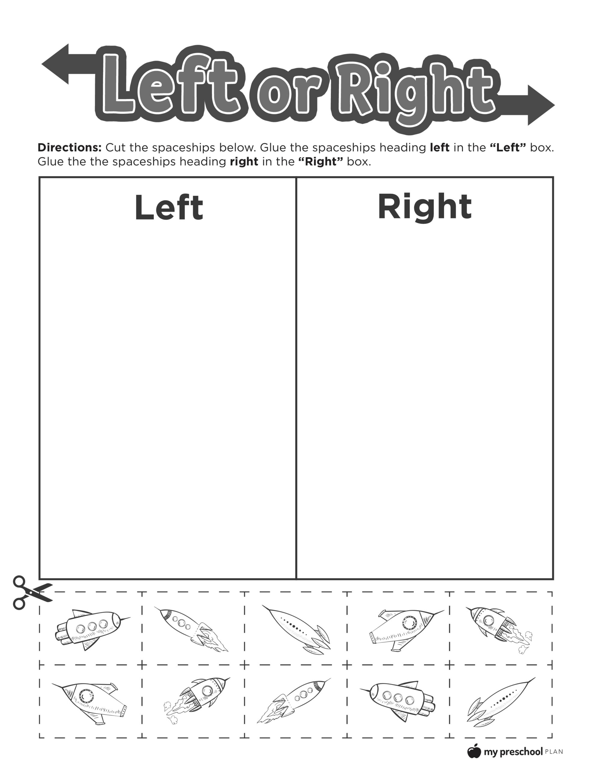 Left And Right Printable Pack My Preschool Plan