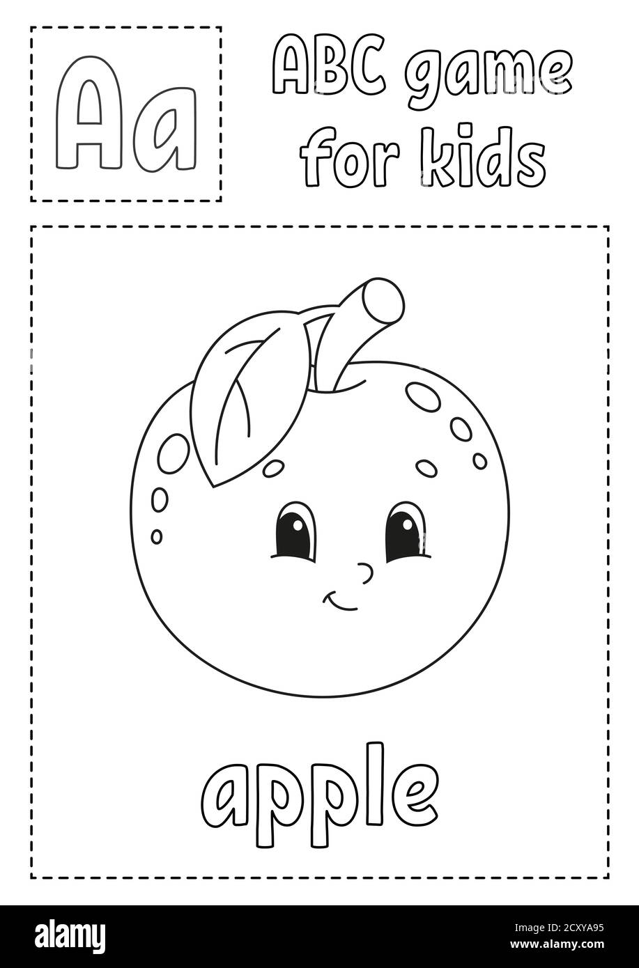 Letter A Is For Apple ABC Game For Kids Alphabet Coloring Page Cartoon Character Word And Letter Vector Illustration Stock Vector Image Art Alamy