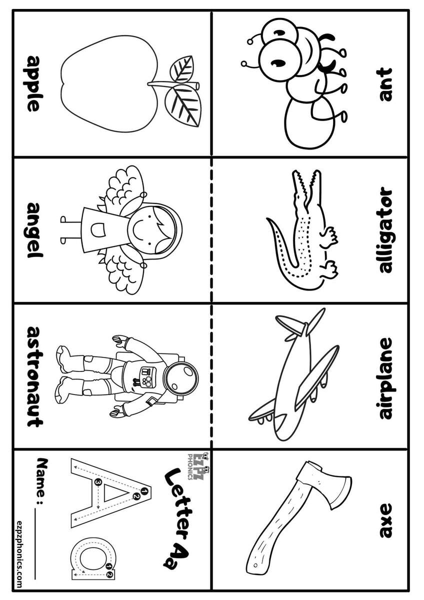 Letter A Mini Coloring Book Free Printable PDF Ezpzphonics Mini Coloring Book Big And Simple Cottagecore Coloring Pages For Adults Teens And Kids Bold And Easy Illustrations For Girls And Boys Pocket Size 6 X 6 Inches Publishing