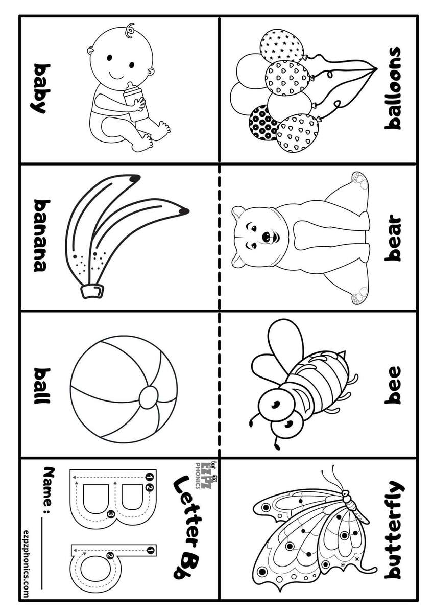 Letter B Mini Coloring Book Free Printable PDF Ezpzphonics Letter B Mini Coloring Book Free Printable PDF Ezpzphonics