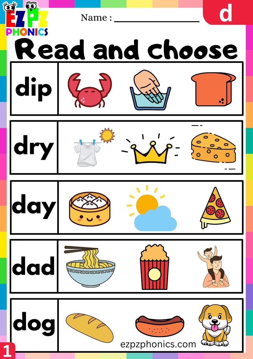 Letter D Read And Choose Beginning Sounds Worksheet Ezpzphonics