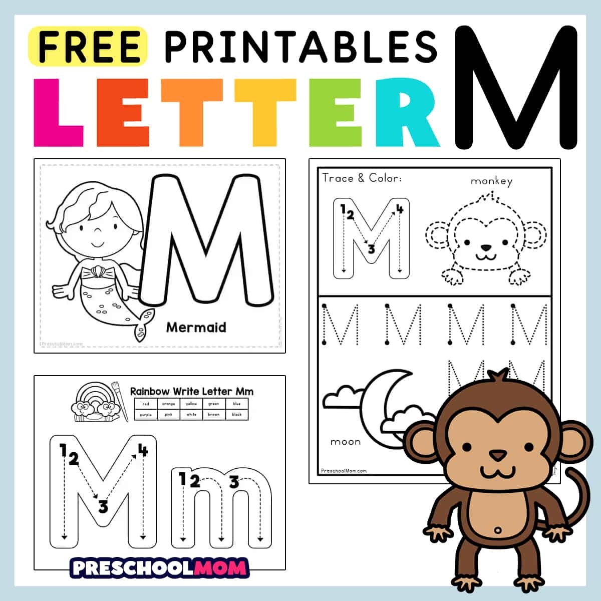 Letter M Preschool Printables Preschool Mom Free Printable Alphabet Letter M Coloring Page