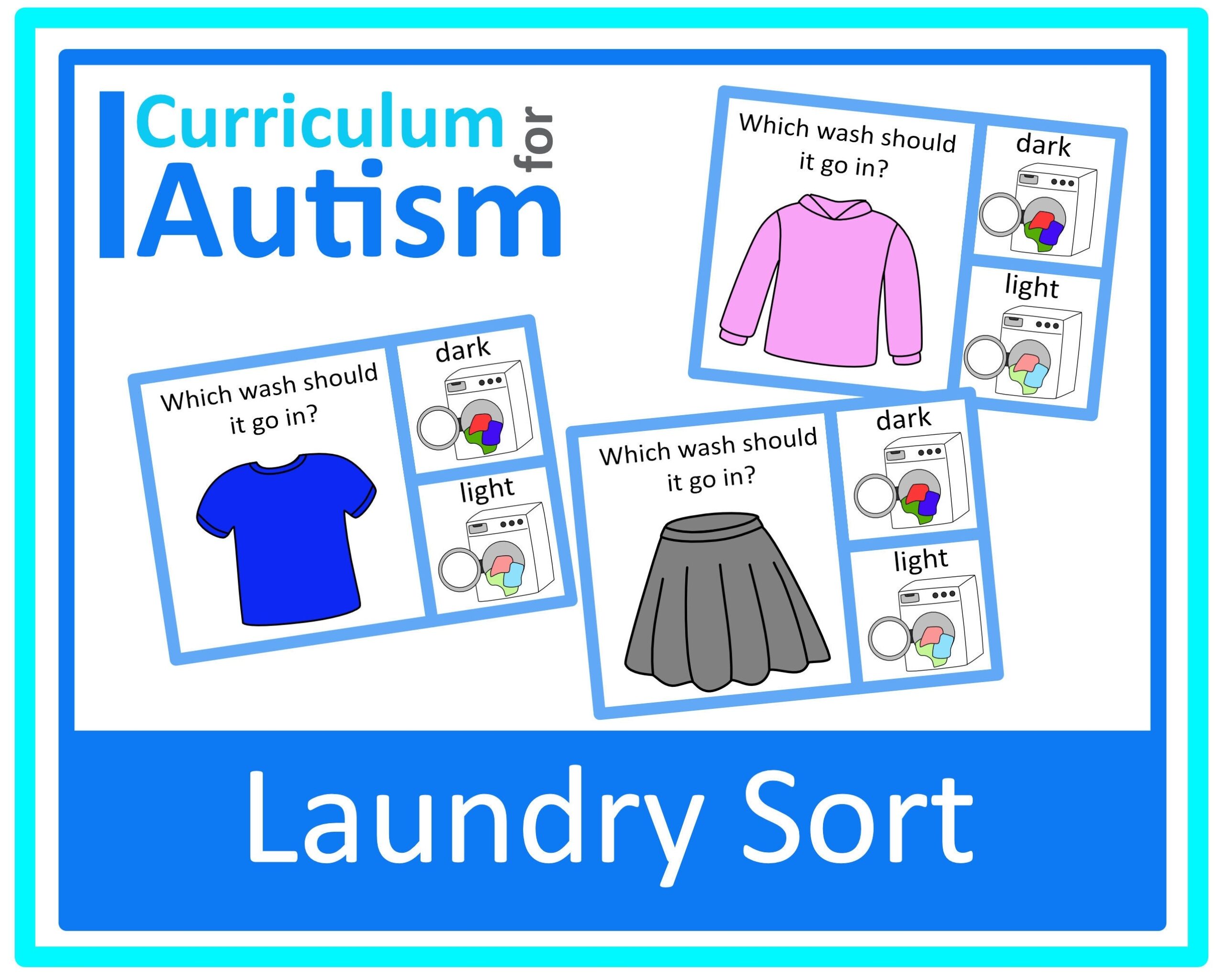 Life Skills Laundry Sort Dark Or Light Clip Cards Autism Special Education Etsy