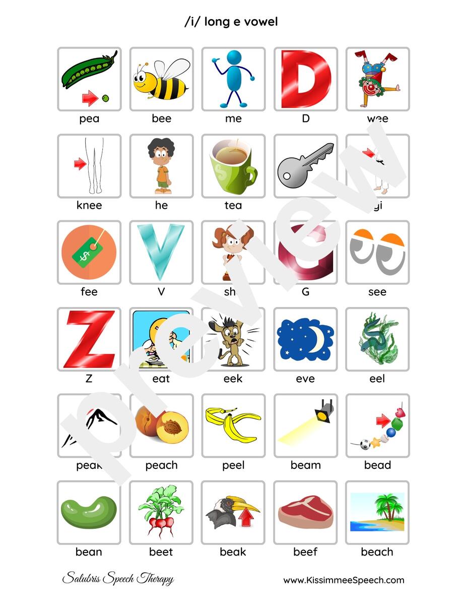 Long E Worksheets For Speech Therapy Practice 3 Pages Etsy Speech Therapy Worksheets