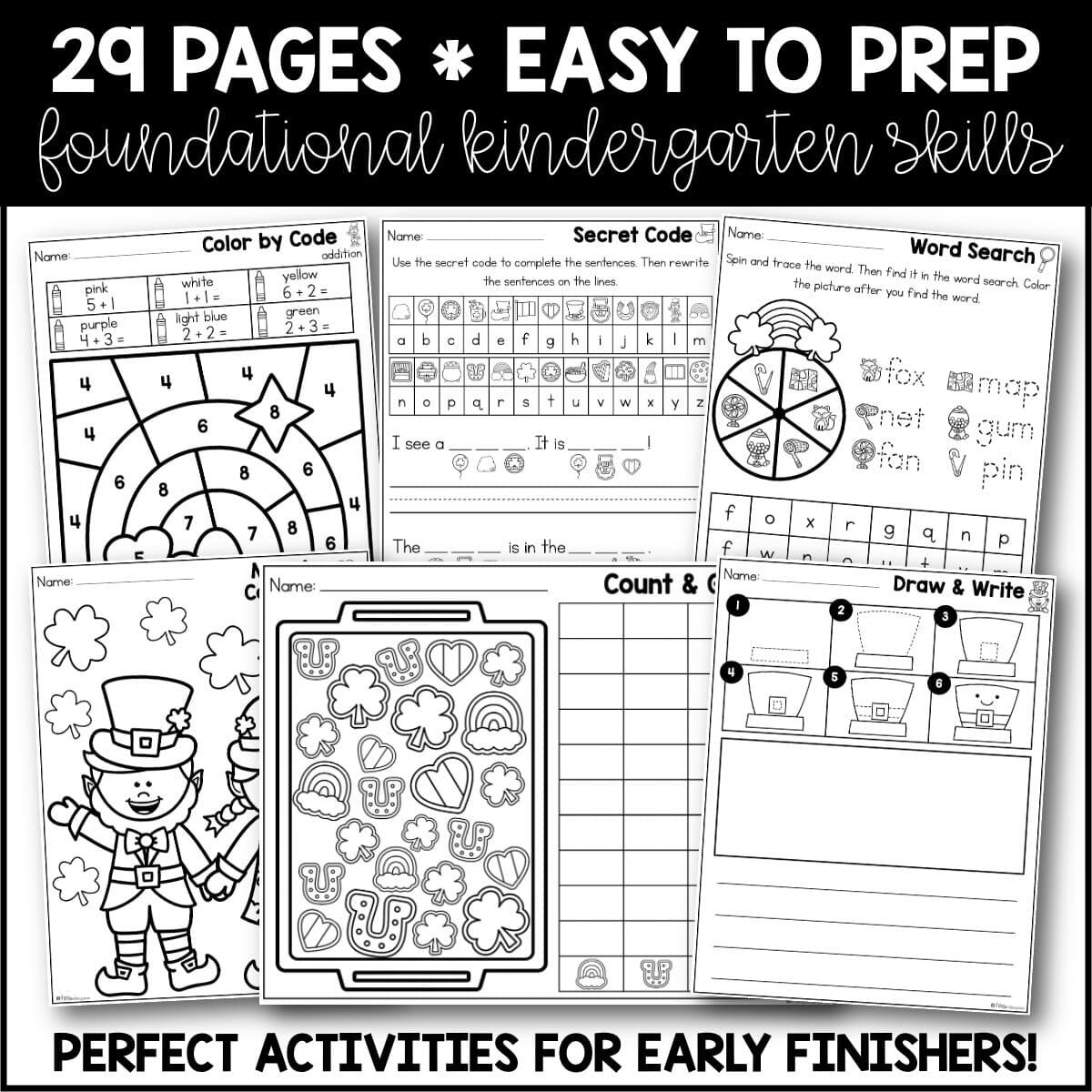 March Activity Packet St Patrick S Day Kindergarten Activities For Early Finishers Miss Kindergarten March Activity Packet St Patrick S Day Kindergarten Activities For Early Finishers Miss Kindergarten