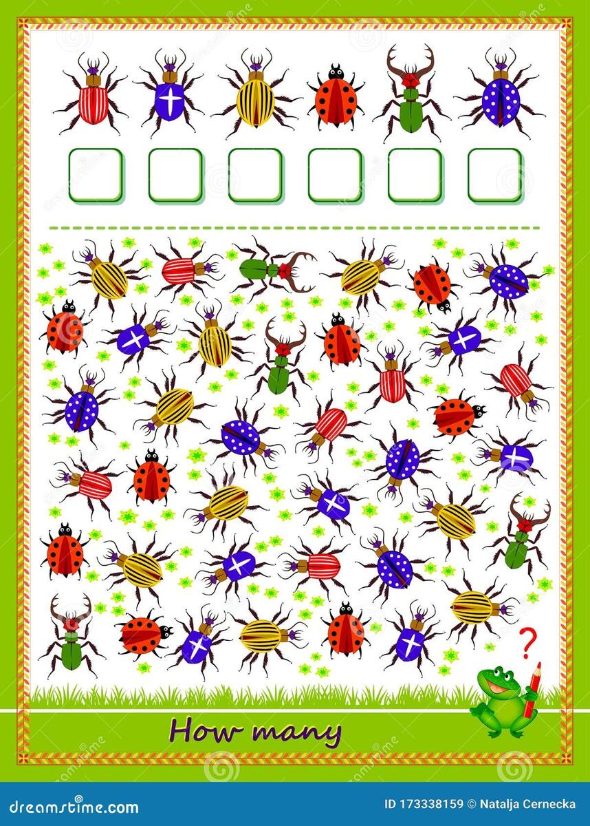 Math Education For Children Count Quantity Of Bugs And Write Numbers Developing Counting Skills Printable Worksheet For Kids Stock Vector Illustration Of Count Logical 173338159