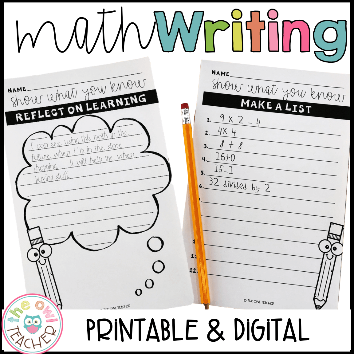Math Journal Writing Response Printable Digital Google The Owl Teacher Math Journal Writing Response Printable Digital Google The Owl Teacher