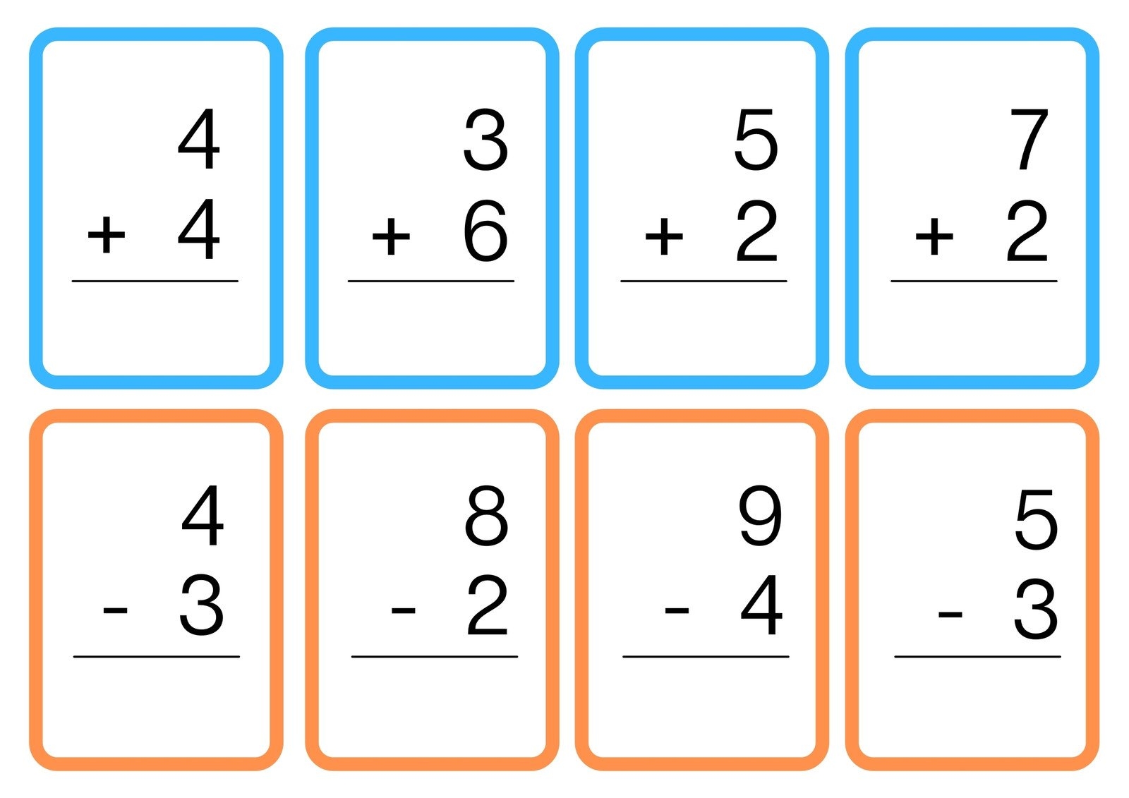 Math Pop It Addition And Subtraction Flash Cards Math Games