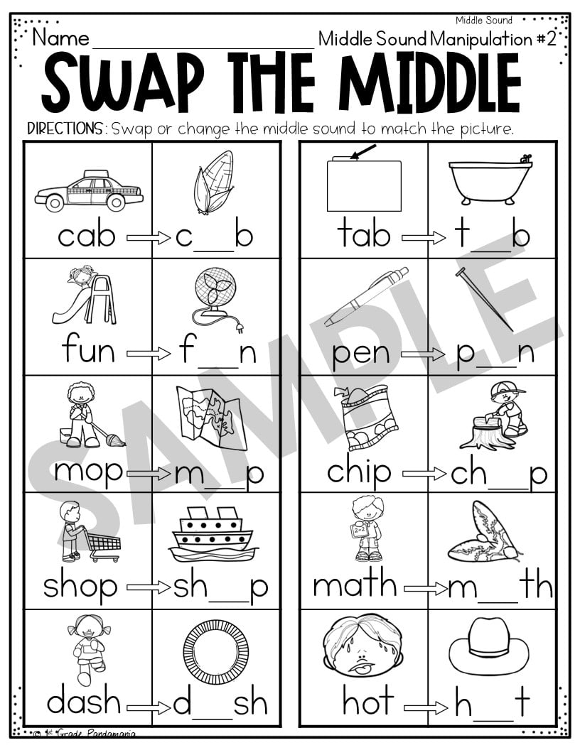 Middle Sounds Worksheets Phonics Activities 1st Grade Pandamania Middle Sounds Worksheets Phonics Activities 1st Grade Pandamania